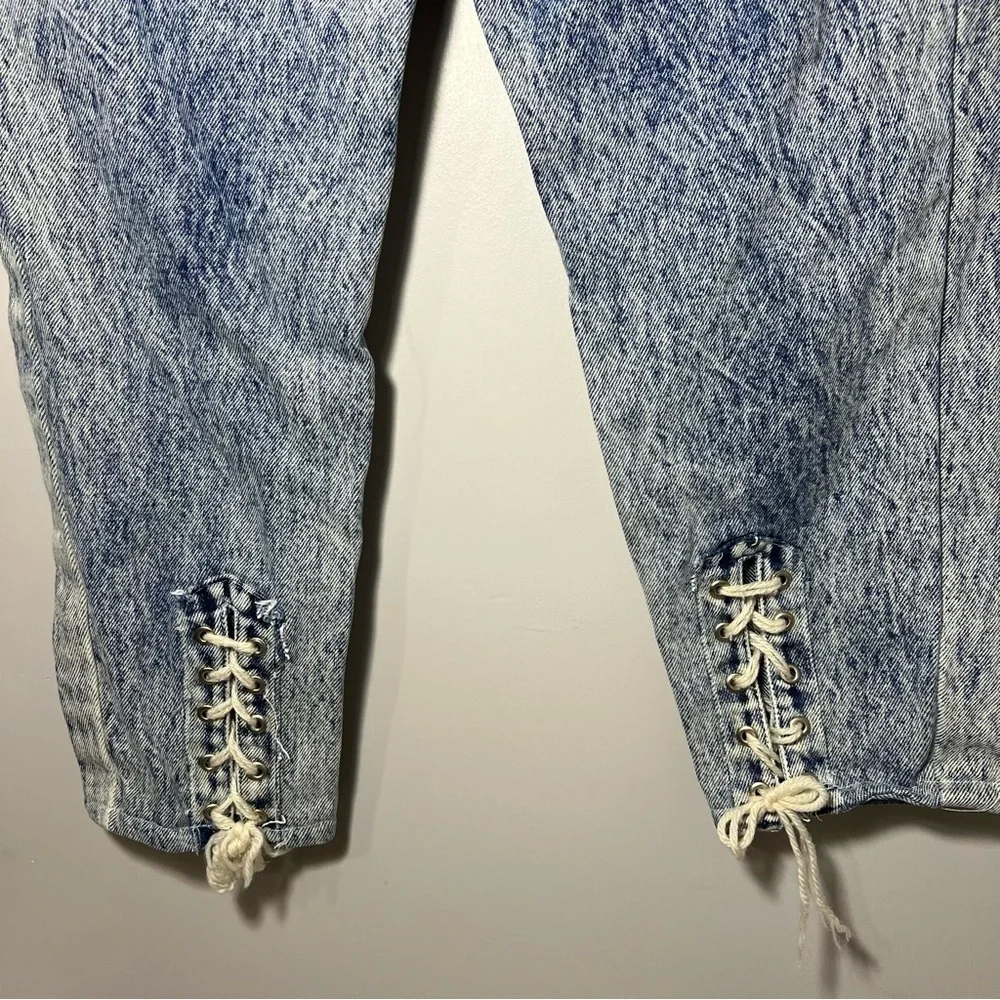 Vintage 80s Acid Wash High Waist Tapered Mom Jeans Grunge Indie Hipster Retro 26